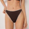 High Waist Brazilian bikinibroekje met tweekleurig borduursel