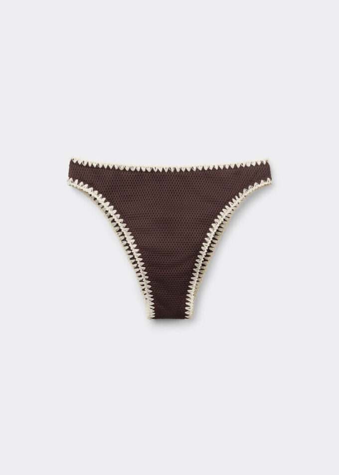 High Waist Brazilian bikinibroekje met tweekleurig borduursel