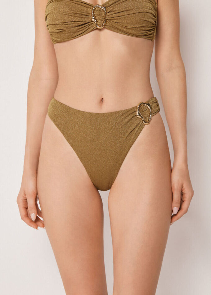 High-waisted Brazilian bikinibroekje met verfijnde glans