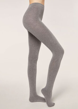 Ondoorzichtige, matte panty van kasjmier en modal