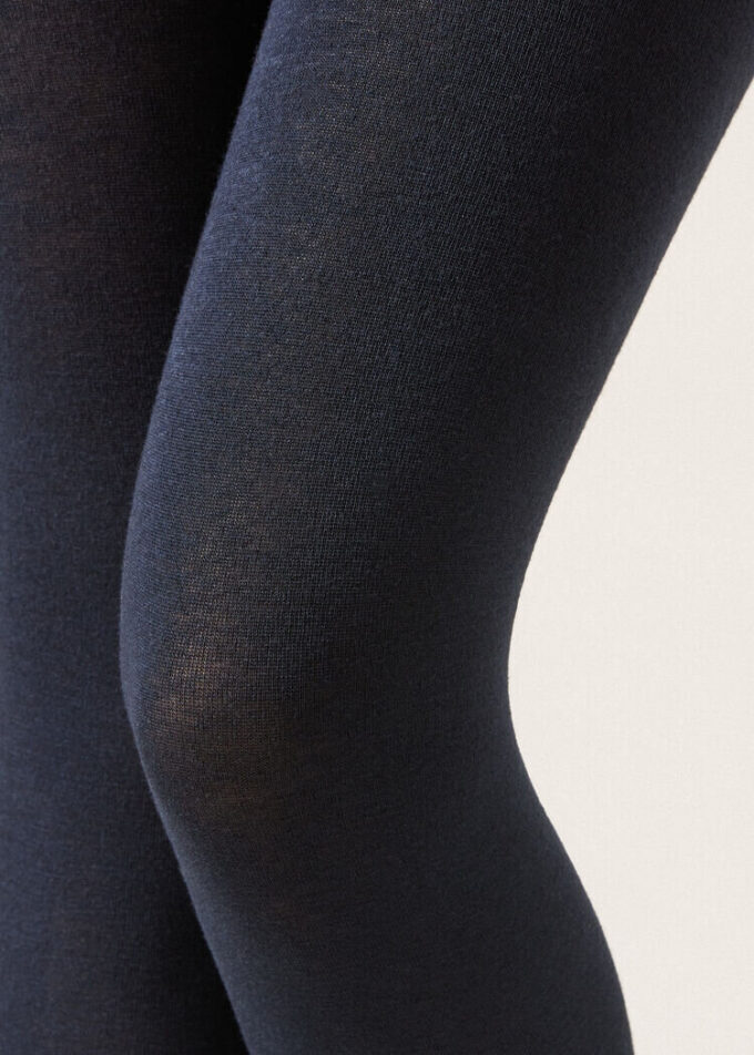 Ondoorzichtige, matte panty van kasjmier en modal