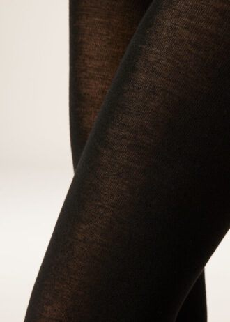 Ondoorzichtige, matte panty van kasjmier en modal