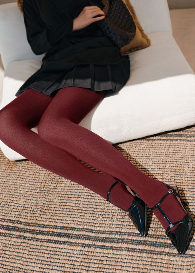 Ondoorzichtige, matte panty van kasjmier en modal