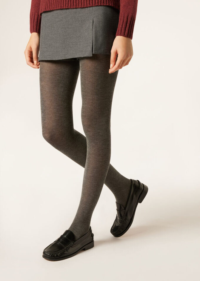 Ondoorzichtige, matte, ultralichte panty met kasjmier