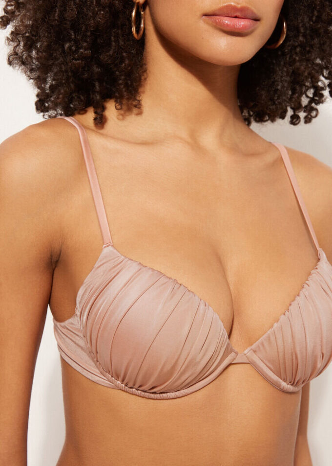 Push-up bikinitops glanzend satijn