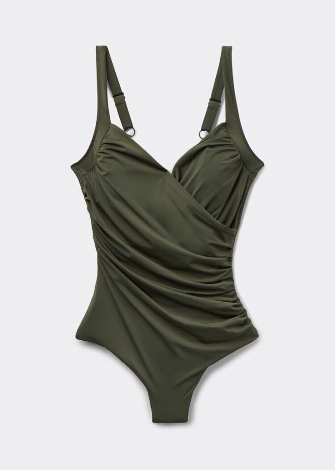Slankmakend eendelig zwempak met elegante drapering