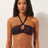 Strapless bikinitop met donkere dierenprint