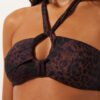 Strapless bikinitop met donkere dierenprint
