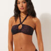 Strapless bikinitop met donkere dierenprint