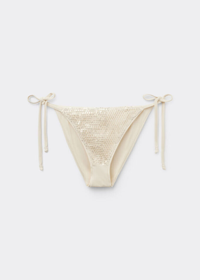 String-bikini-broekje met pailletten en netstof