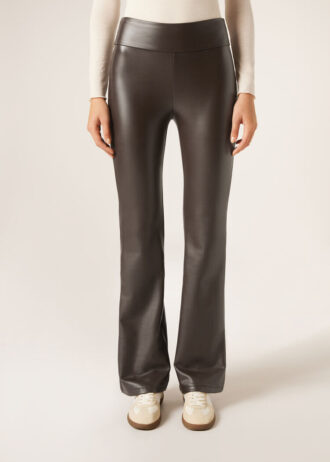 Thermal broek met uitlopende pijpen en gecoat effect
