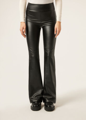 Thermal broek met uitlopende pijpen en gecoat effect