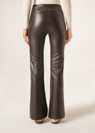 Thermal broek met uitlopende pijpen en gecoat effect