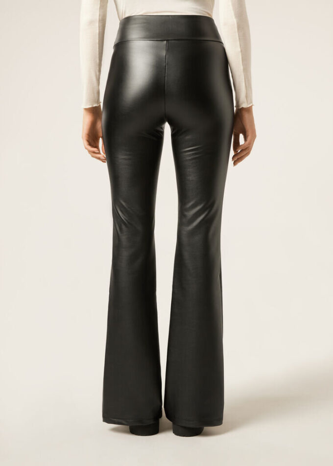 Thermal broek met uitlopende pijpen en gecoat effect