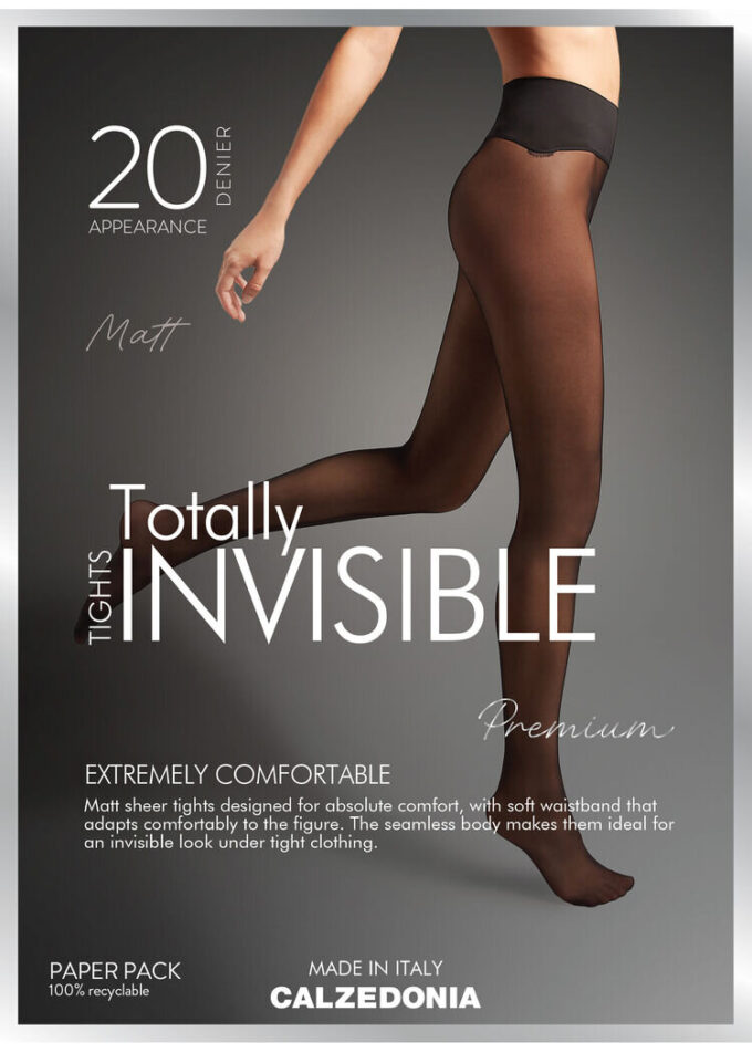 Transparante, matte, volledig onzichtbare 20 denier panty