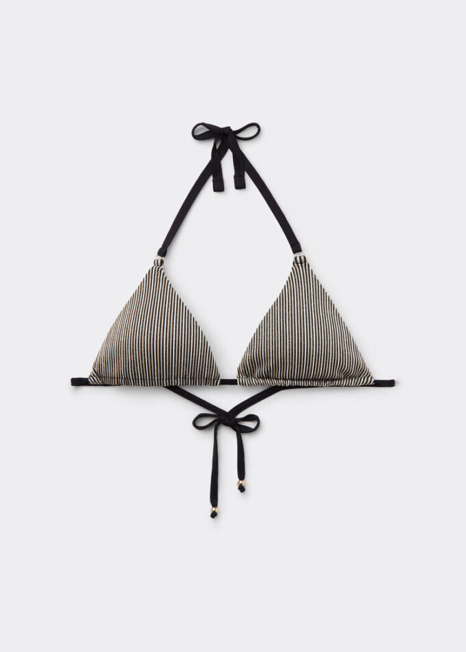 Triangel bikinitop met gouden strepen