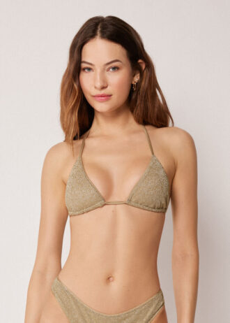 Triangel bikinitops met metallic glans
