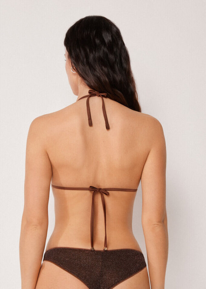 Triangel bikinitops met metallic glans