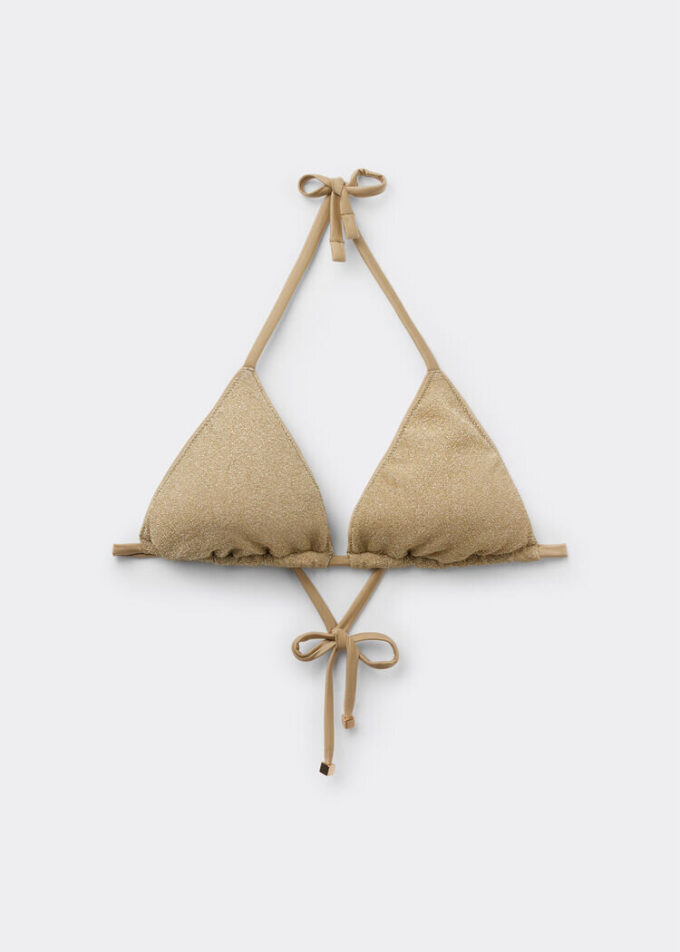 Triangel bikinitops met metallic glans
