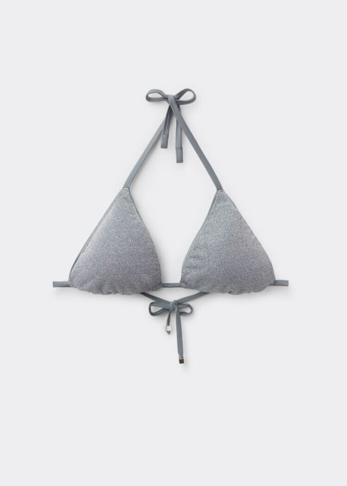 Triangel bikinitops met metallic glans