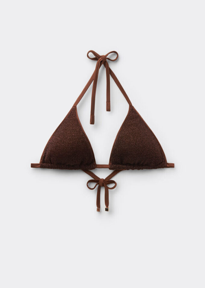 Triangel bikinitops met metallic glans