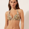 Triangel bikinitops met tropisch bladmotief
