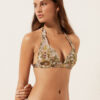 Triangel bikinitops met tropisch bladmotief
