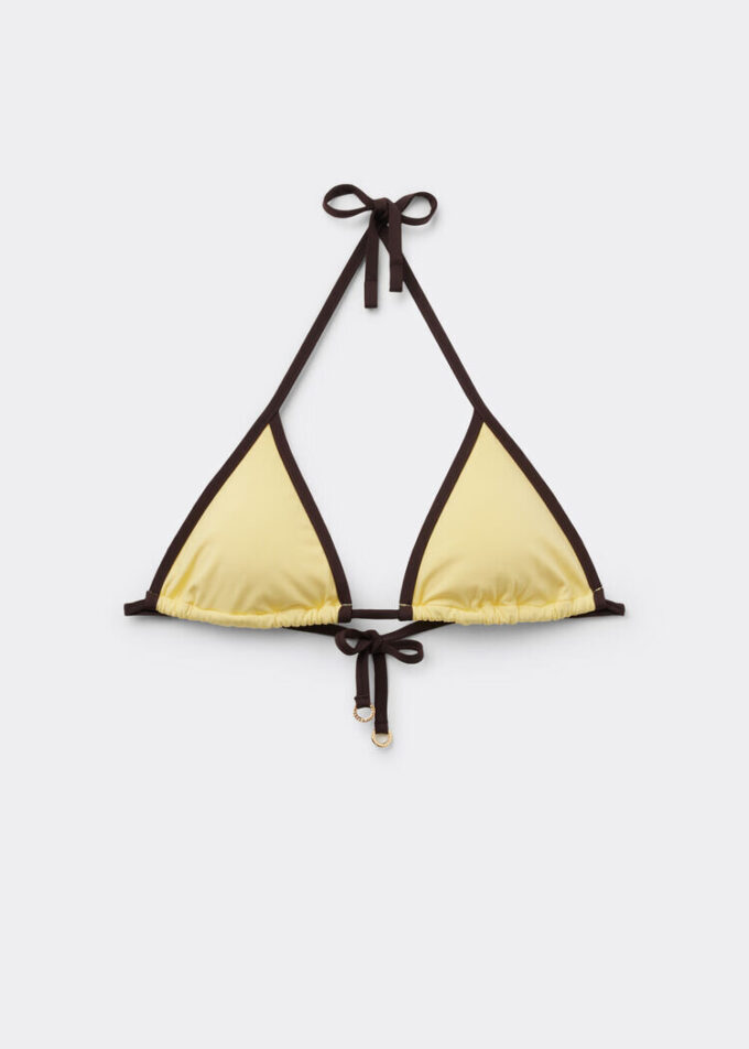 Triangel bikinitops met tweekleurige bies