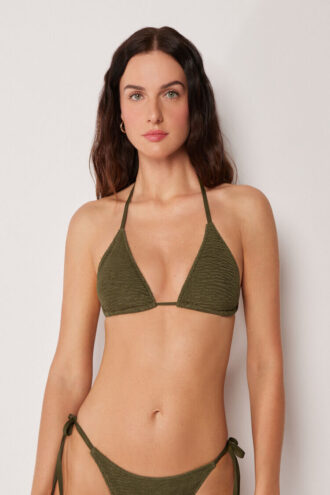 Triangel bikinitops met uitneembare vulling en gekreukelde golven
