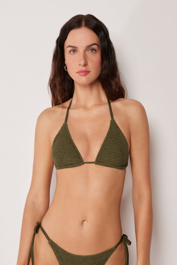 Triangel bikinitops met uitneembare vulling en gekreukelde golven