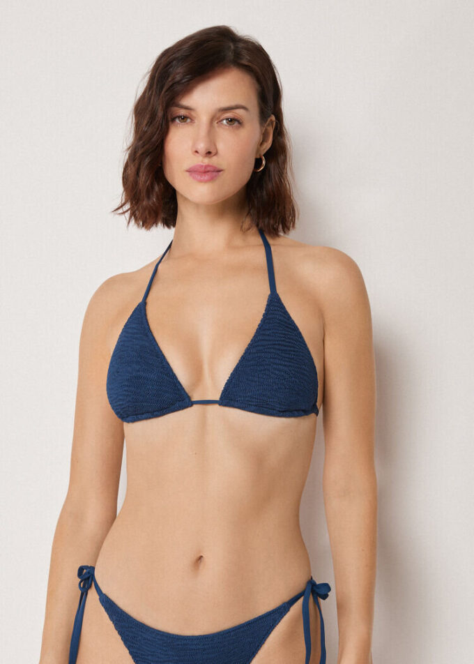Triangel bikinitops met uitneembare vulling en gekreukelde golven