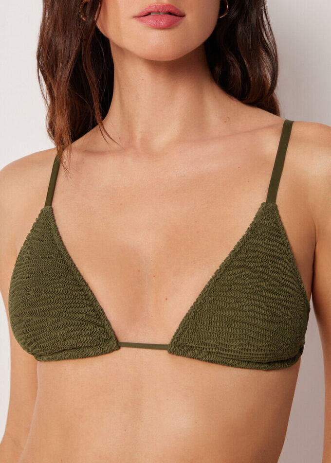 Triangel bikinitops met uitneembare vulling en gekreukelde golven