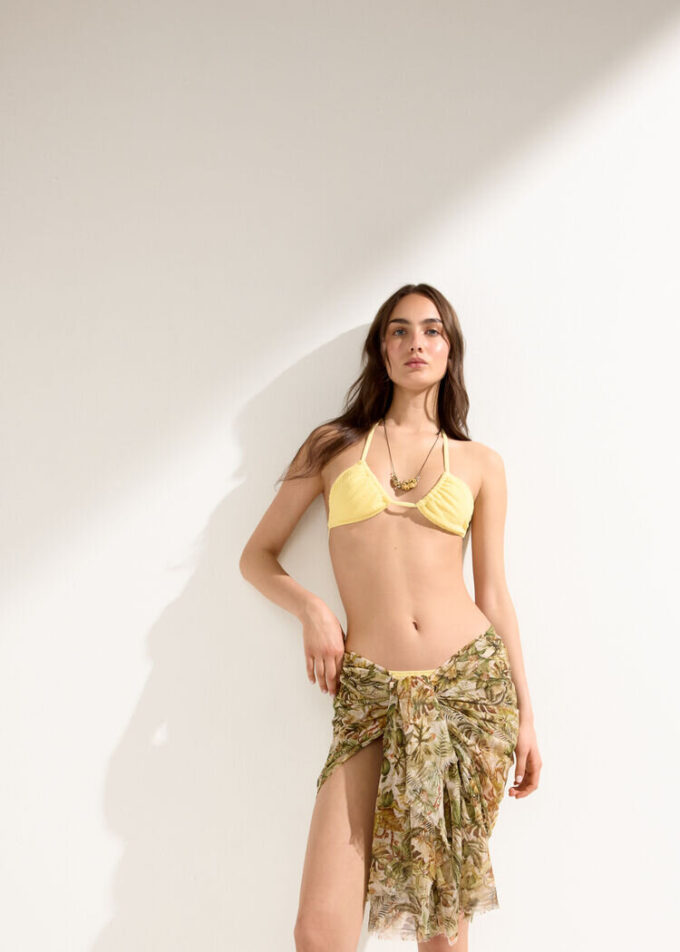 Triangel bikinitops met uitneembare vulling en gekreukelde golven