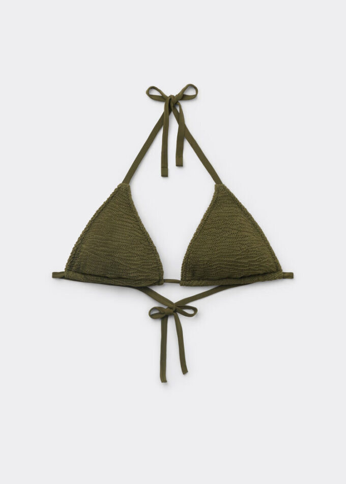 Triangel bikinitops met uitneembare vulling en gekreukelde golven