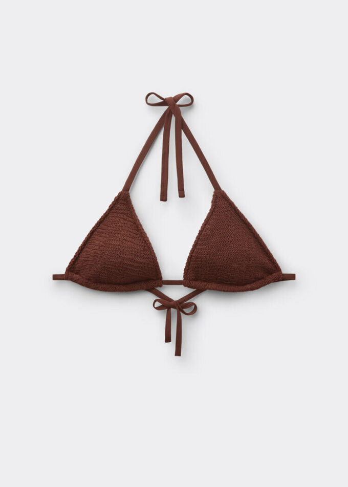 Triangel bikinitops met uitneembare vulling en gekreukelde golven