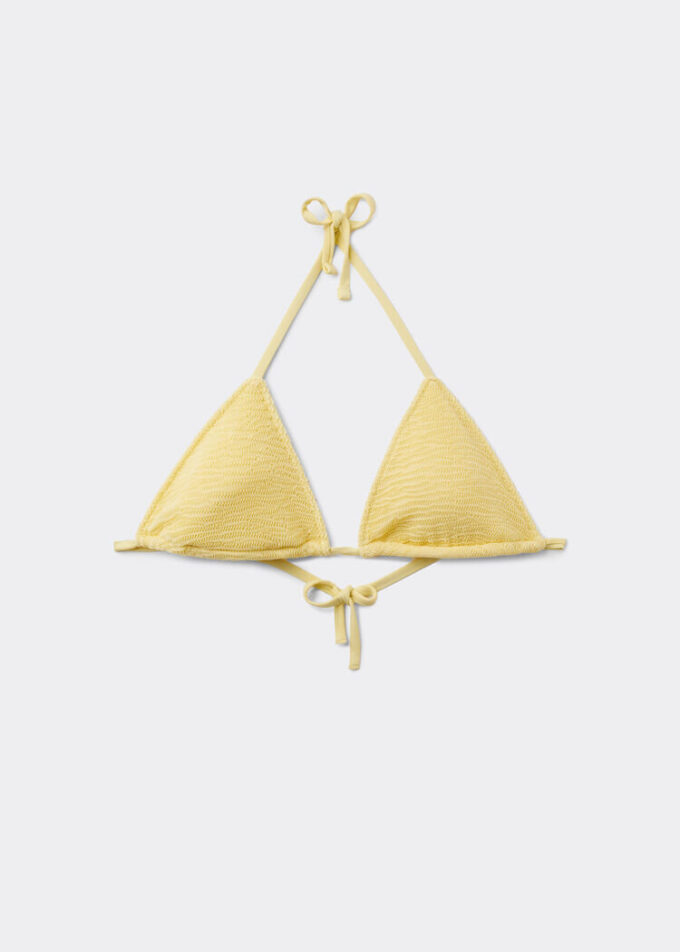 Triangel bikinitops met uitneembare vulling en gekreukelde golven