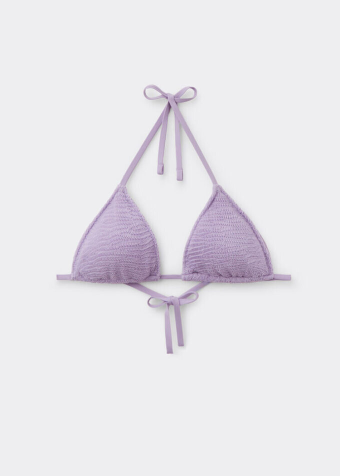 Triangel bikinitops met uitneembare vulling en gekreukelde golven