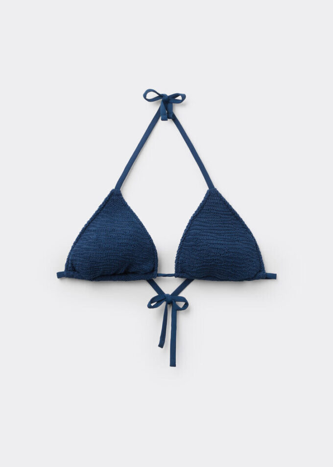 Triangel bikinitops met uitneembare vulling en gekreukelde golven