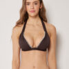 Triangel bikinitops met vulling en tweekleurig borduursel