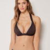 Triangel bikinitops met vulling en tweekleurig borduursel