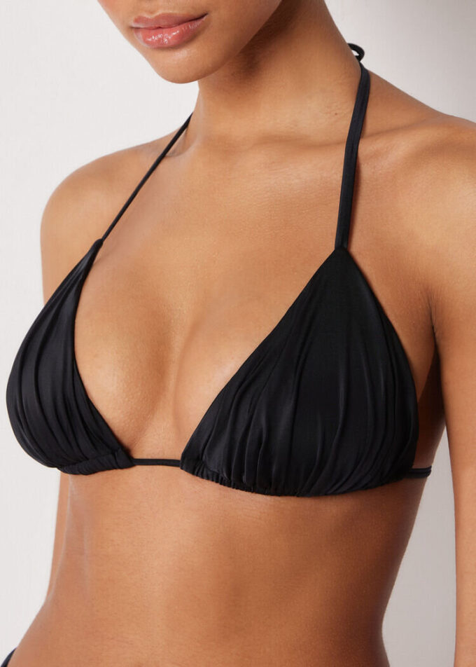Triangel bikinitops van glanzend satijn